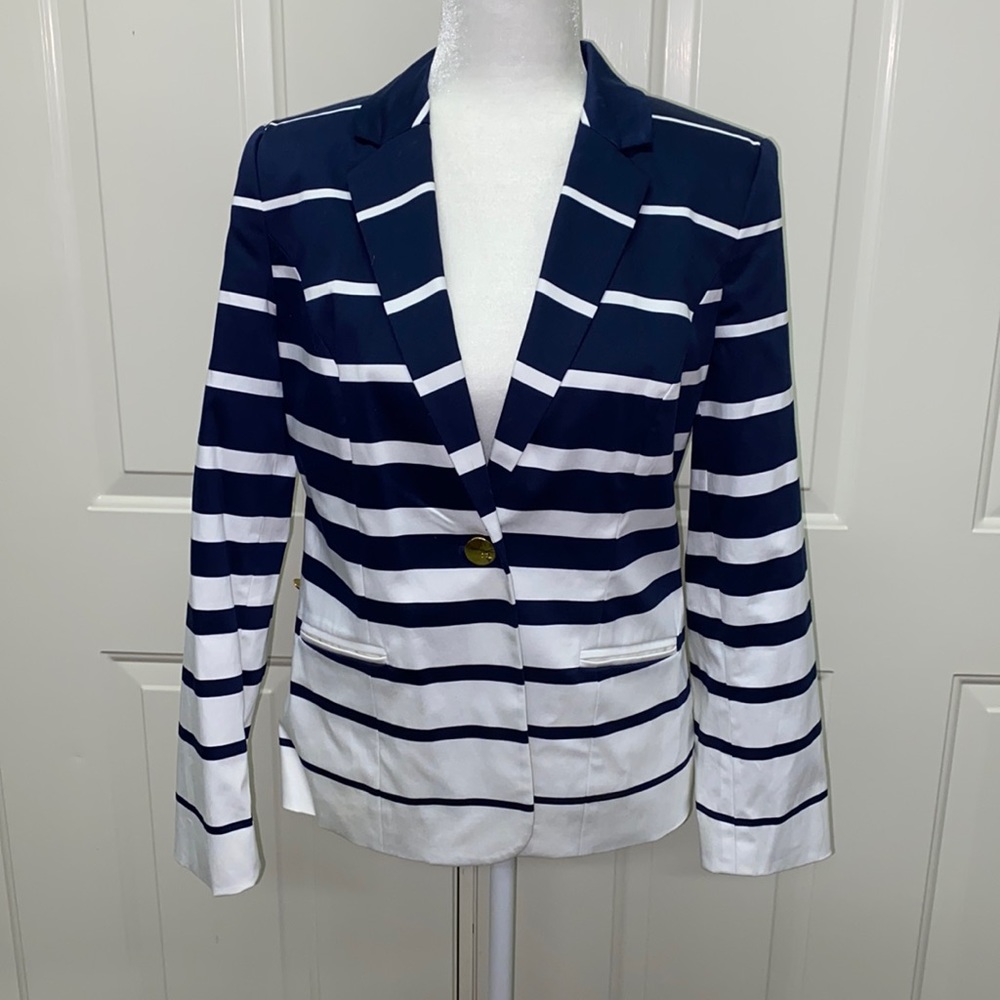 Cynthia Rowley Navy and White Stripped Blazer